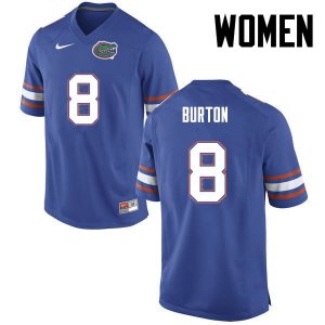 Women's Florida Gators #8 Trey Burton NCAA Nike Blue Authentic Stitched College Football Jersey DCR1062MF